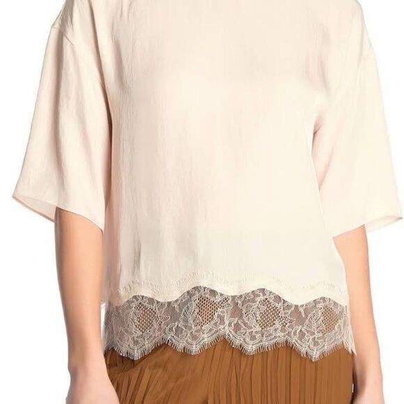 Vince Lace Trim Tee in Pale Alder - Picture 1 of 7